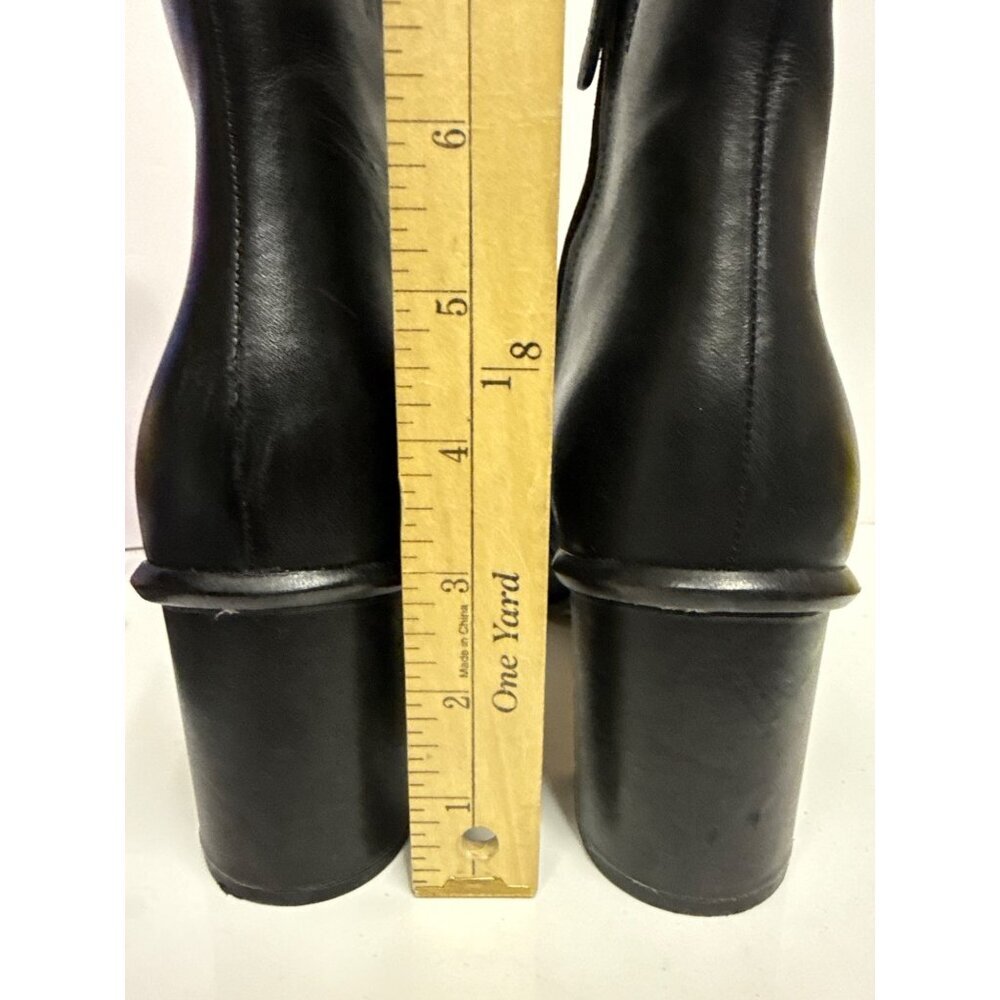 Tory Burch Brooke Stamped Women's Boots Ankle Black Leather Heeled Zip Size 11 - Picture 5 of 11